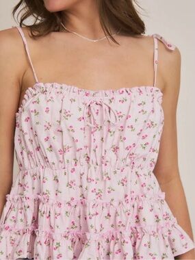 Love Tree Pink Floral Ruffled Top